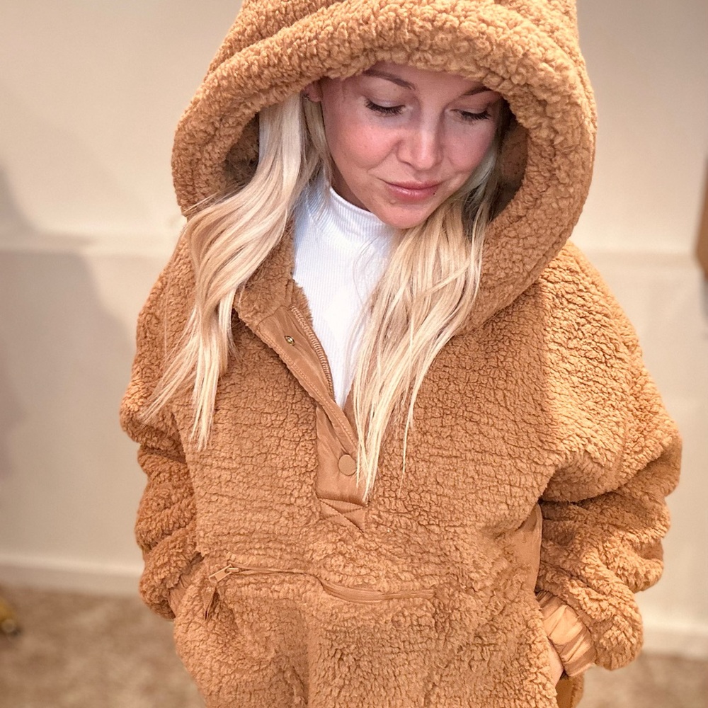 Cozy Tan Sherpa Hoodie